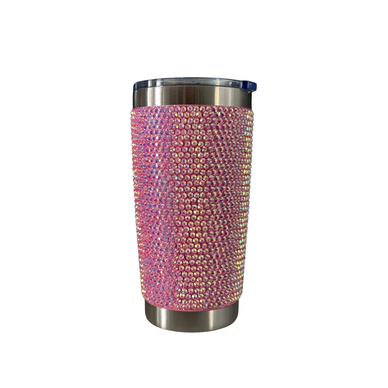 Rhinestone Decor Double Walled Stainless Steel 600ml Insulated Tumbler - Pink