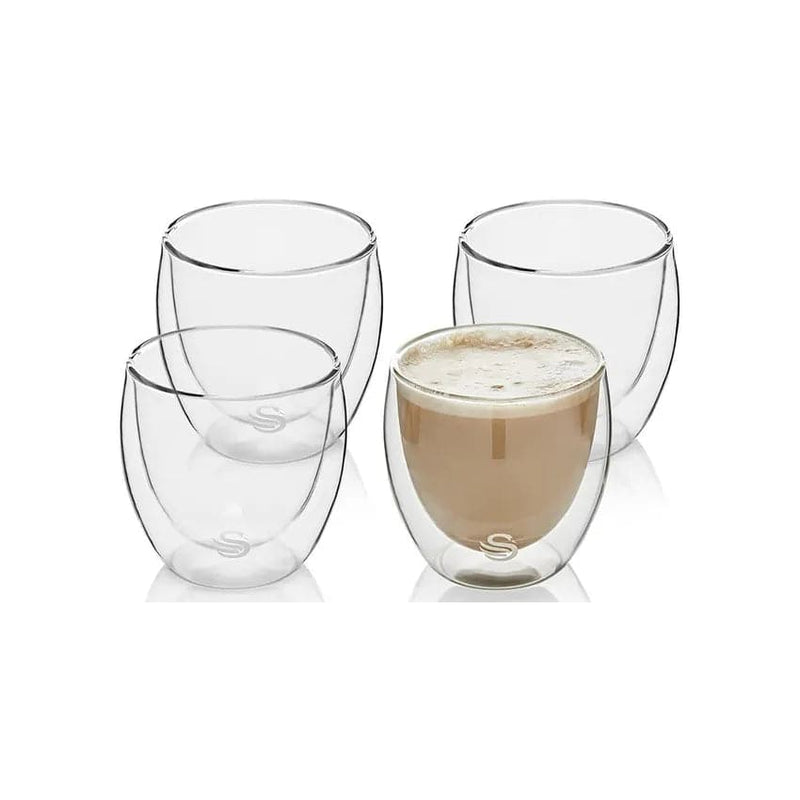 Swan 4 X 250ml Cappuccino Double Wall Glasses.