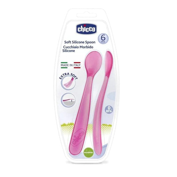 Soft Silicone Spoon Bi-Pack 6+ Months Girl.