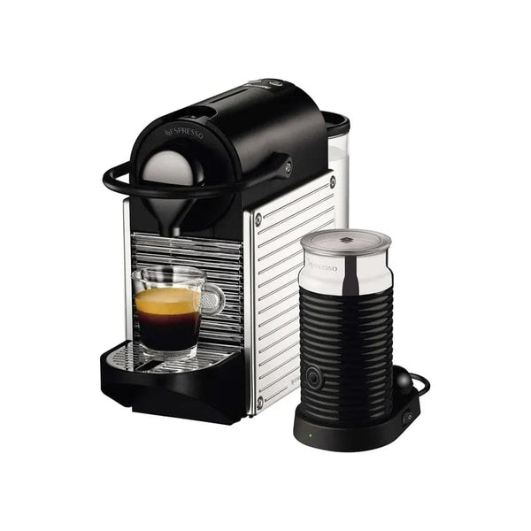 Nespresso Pixie Automatic Espresso Machine With Aeroccino Milk Frother - Electric Titanium.