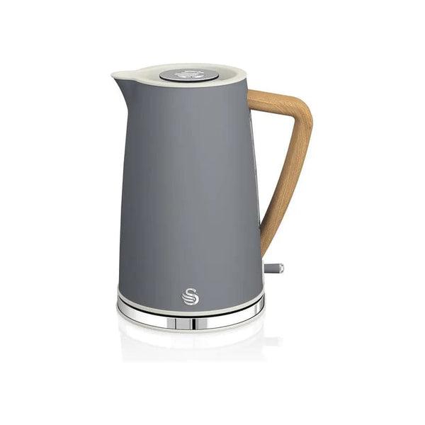 Swan Nordic 1.7L Polished Stainless Steel Cordless Kettle - Slate Grey.