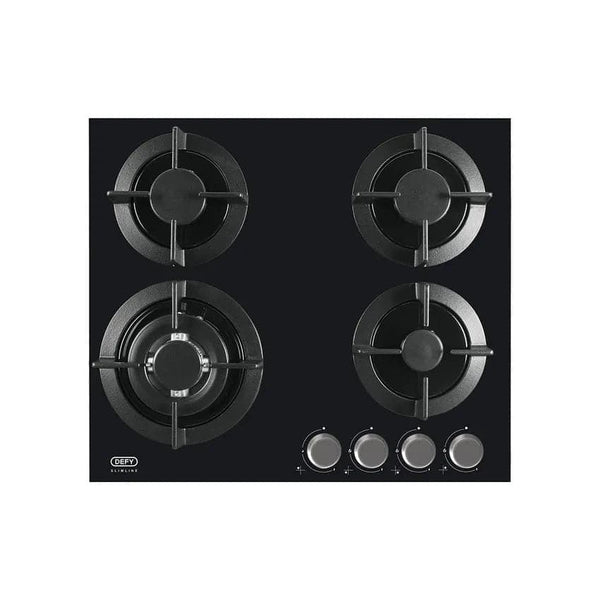 Defy 60cm Slimline Gas On Glass Hob With Wok - Black.