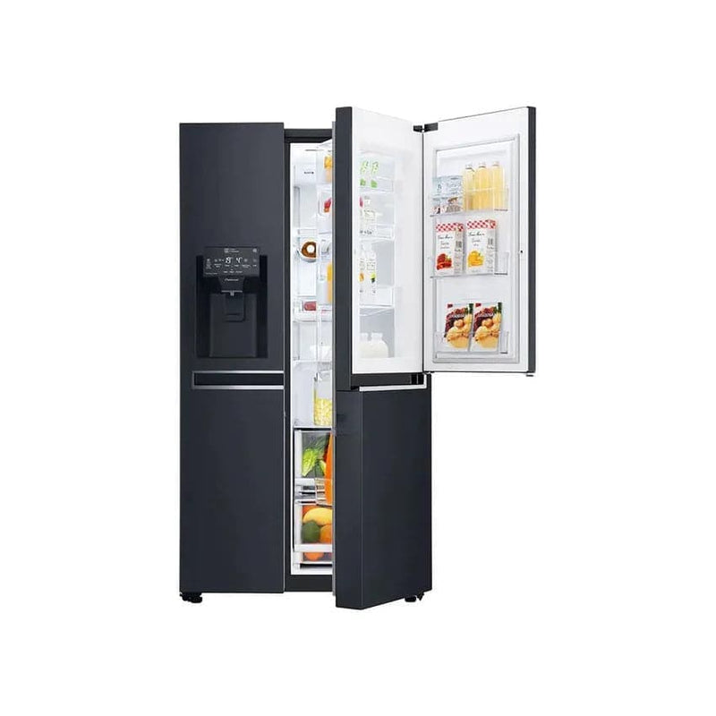 LG 665L Side By Side Fridge With Instaview Door-in-door - Matte Black Finish.