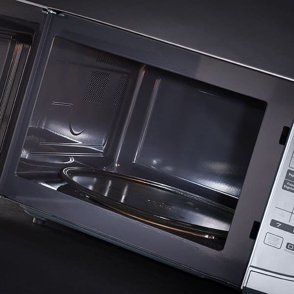 28L Electric Silver Microwave With Mirror Finish.