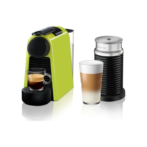 Nespresso Essenza Bundle 1450w Mini Automatic Espresso Machine With Aeroccino Milk Frother - Lime Green + Free Coffee Voucher.
