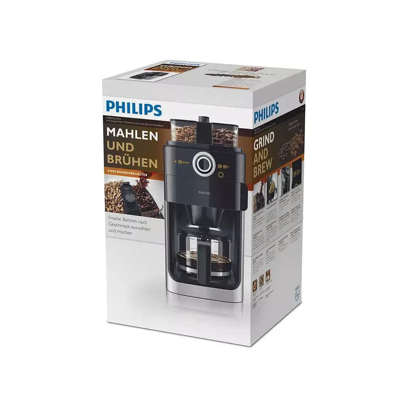 Philips 1.2L Grind & Brew Coffee Maker - Black/silver.