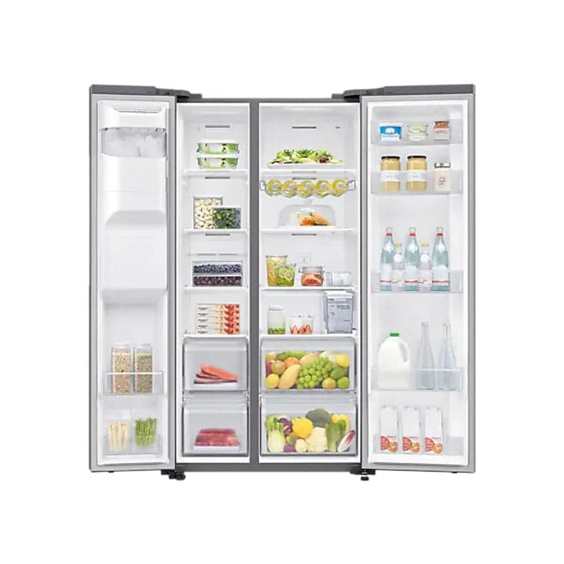 Samsung 617L 2 Door Frost Free Side By Side Fridge With Ice Dispenser - Gentle Silver.