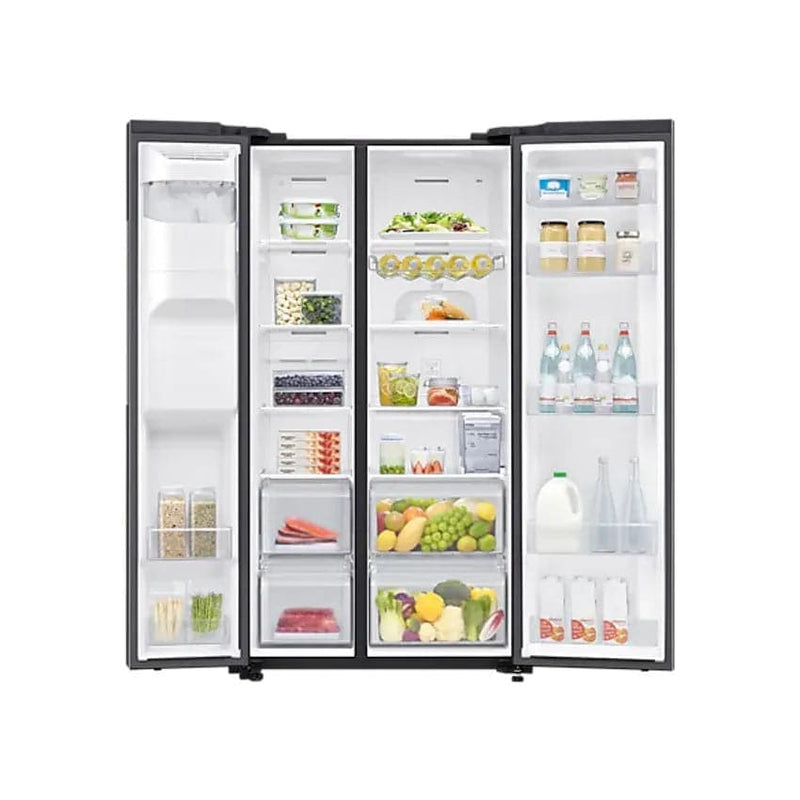 Samsung 617L Side By Side Fridge With Auto Icemaker & Dispenser - Mirror Black.