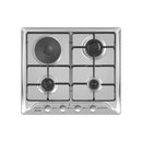 Ferre 3 Gas 1 Electric Cast Iron Grid Electric Hob - Stainless Steel.