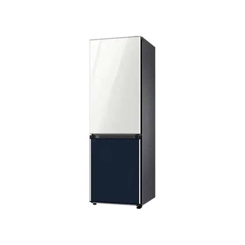 Samsung 328L Nett Bespoke Frost Free Top Fridge Bottom Freezer Combination Fridge - Glam White + Navy Blue.