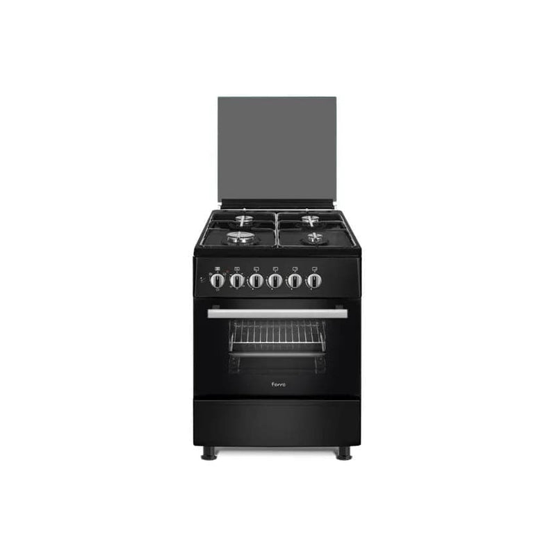 Ferre 60cm 4 Gas Burner Electric Oven - Black.