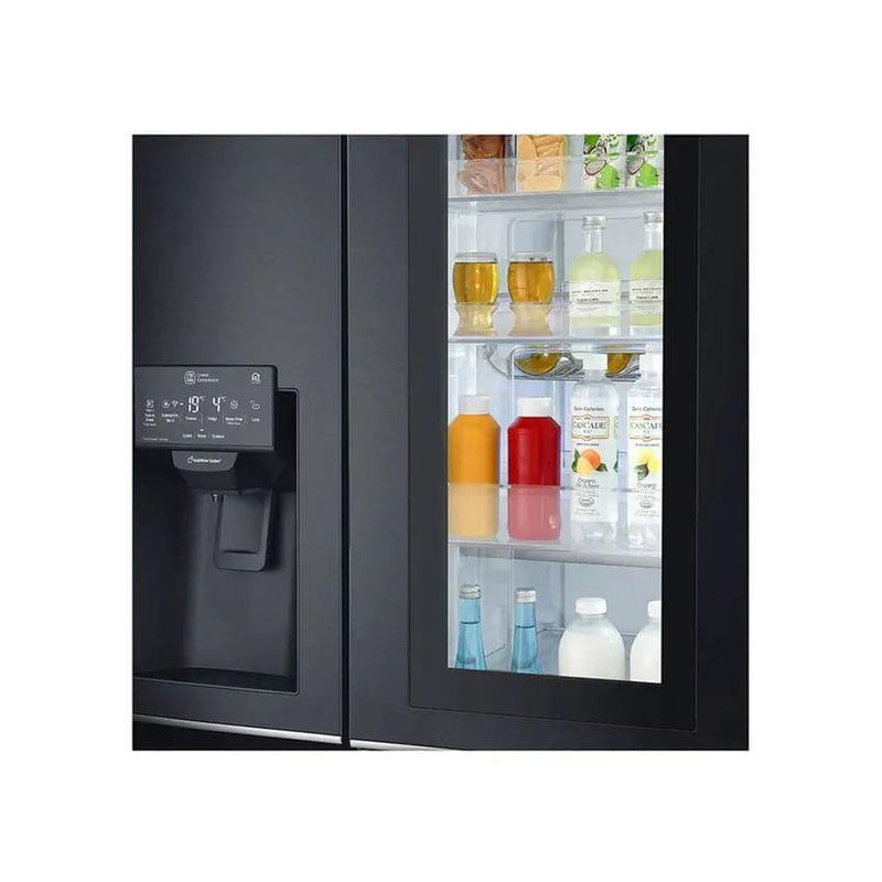 LG 665L Side By Side Fridge With Instaview Door-in-door - Matte Black Finish.