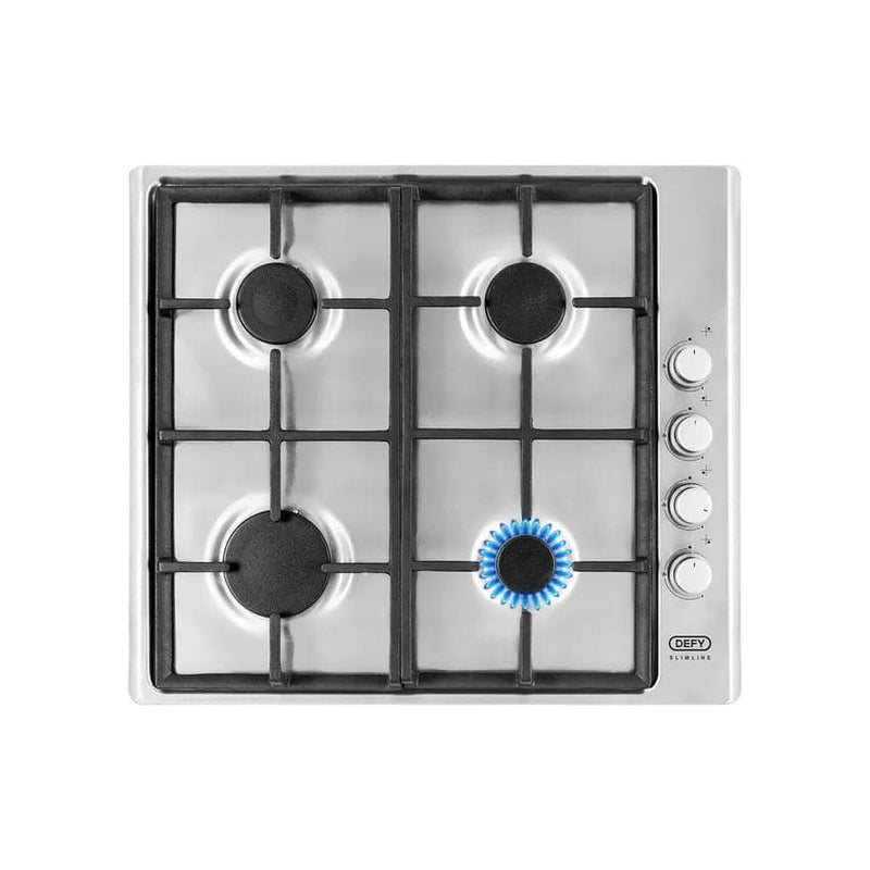 Defy 4 Slimline Gas Hob Side Control - Stainless Steel.