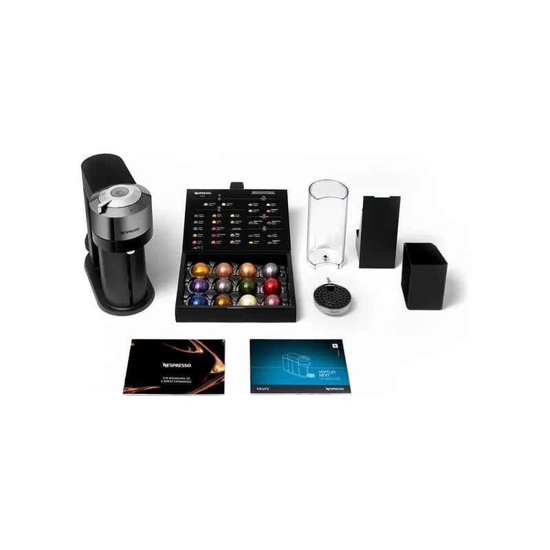 Nespresso Vertuo Coffee Machine - Dark Chrome + Free Coffee Voucher.