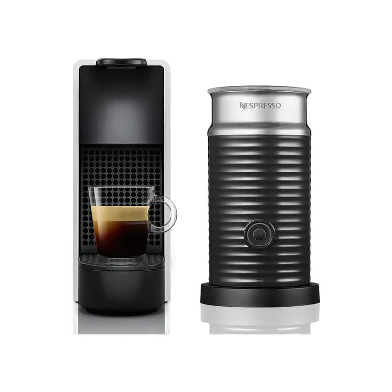 Nespresso Essenza Bundle 1450w Mini Automatic Espresso Machine With Aeroccino Milk Frother - Silver + Free Coffee Voucher.