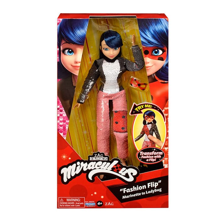 Miraculous Deluxe Fashion Flip Marinette to Ladybug Doll.