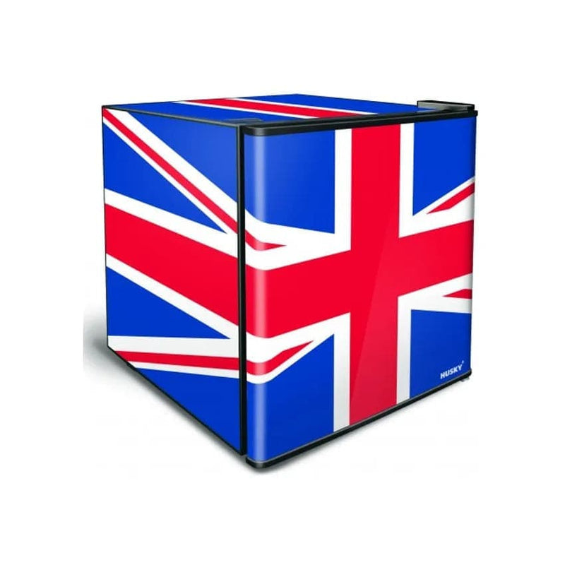 Husky 46L Bar Fridge With Solid Door - Union Jack Flag.