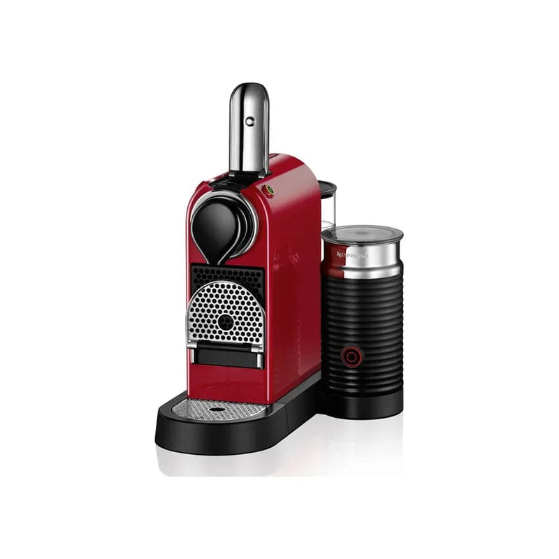 Nespresso Citiz Automatic Espresso Machine With Aeroccino Milk Frother - Cherry Red + Free Coffee Voucher.