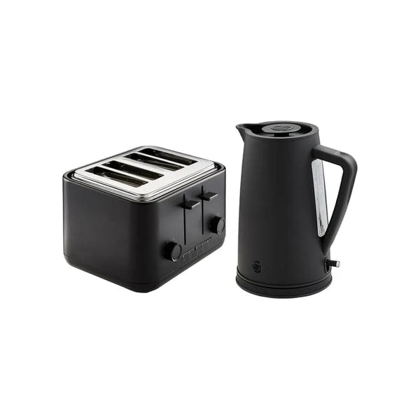 Swan Kettle And 4 Slice Toaster Pack - Stealth Black.