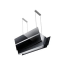 Falco 90cm Island V-shape Black Glass Extractor Fan.