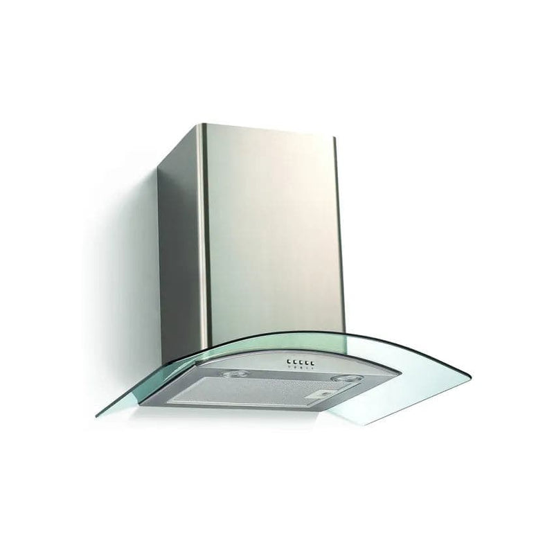 Falco 60cm Curved Glass Chimney Extractor - Stainless Steel.