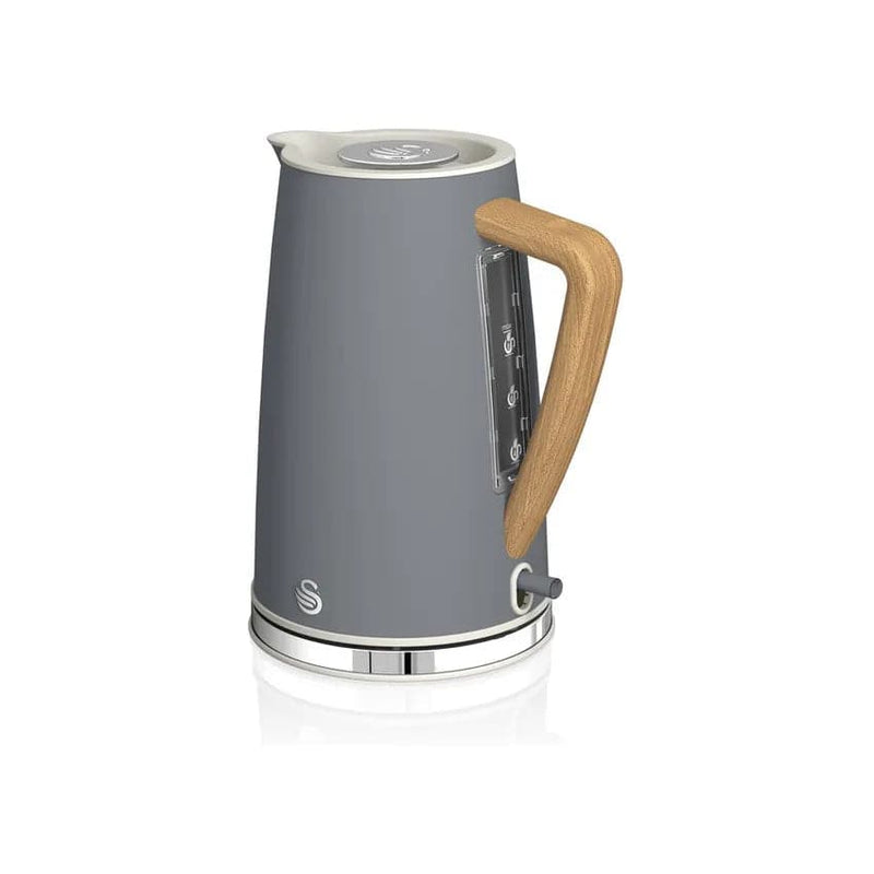 Swan Nordic 1.7L Polished Stainless Steel Cordless Kettle - Slate Grey.