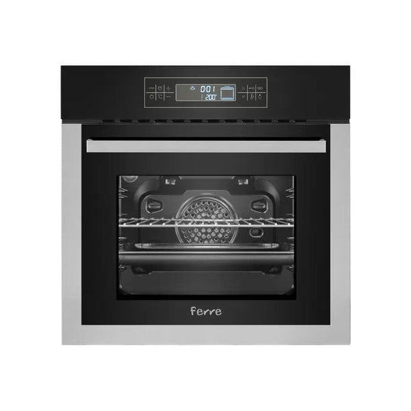 Ferre 60cm 11 Function Electric Under Counter / Eye Level Oven - Black Glass.