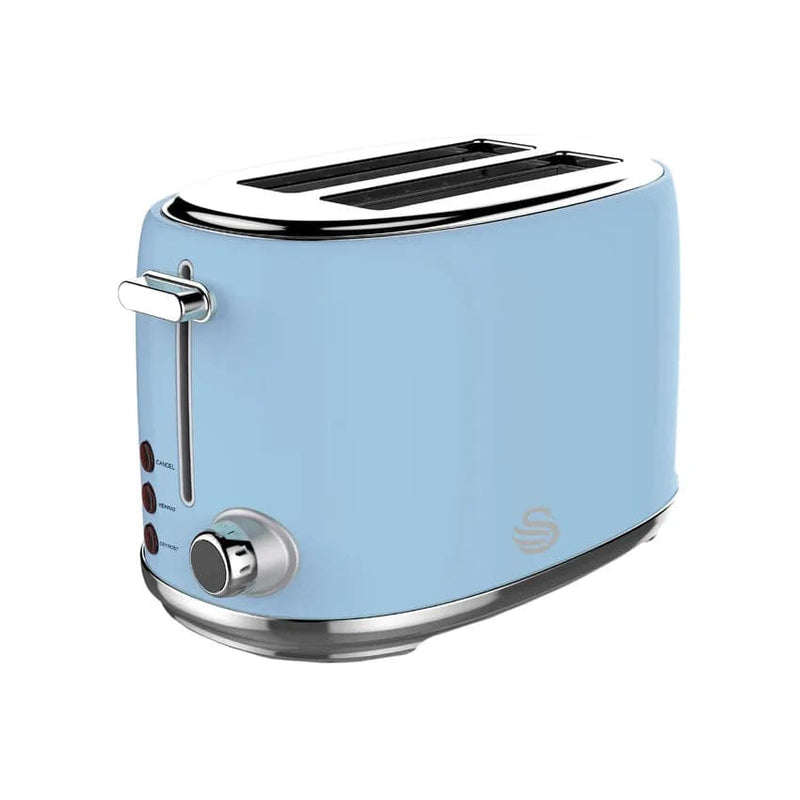 Swan 2 Slice Stainless Steel Toaster - Blue.