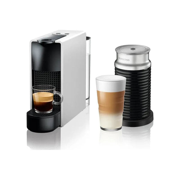 Nespresso Essenza Bundle 1450w Mini Automatic Espresso Machine With Aeroccino Milk Frother - Silver + Free Coffee Voucher.