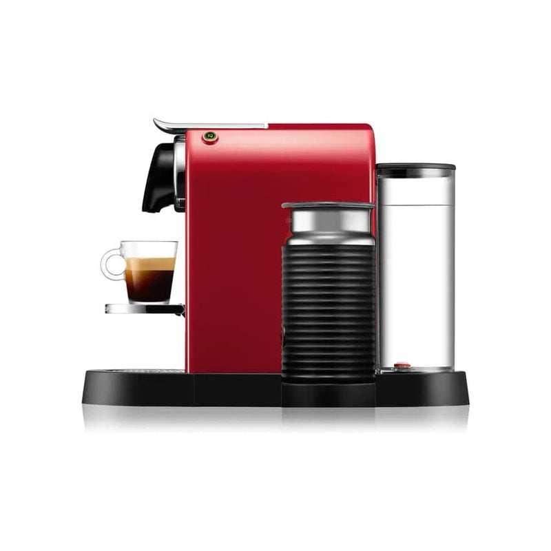 Nespresso Citiz Automatic Espresso Machine With Aeroccino Milk Frother - Cherry Red + Free Coffee Voucher.