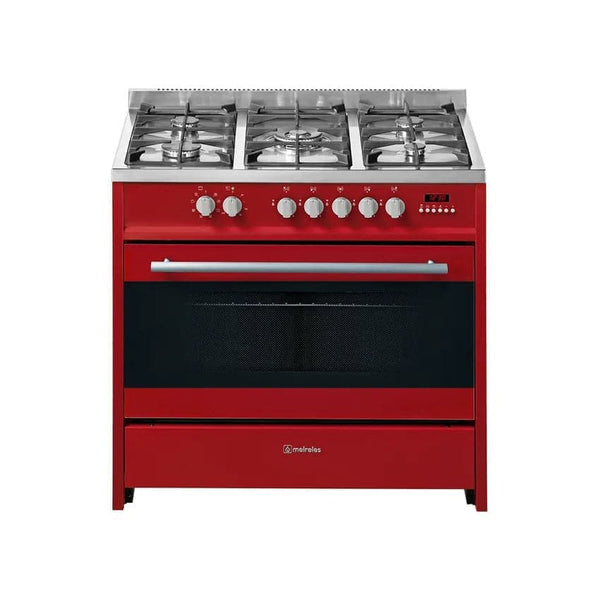 Meireles 90cm Freestanding Gas Electric Stove - Red.