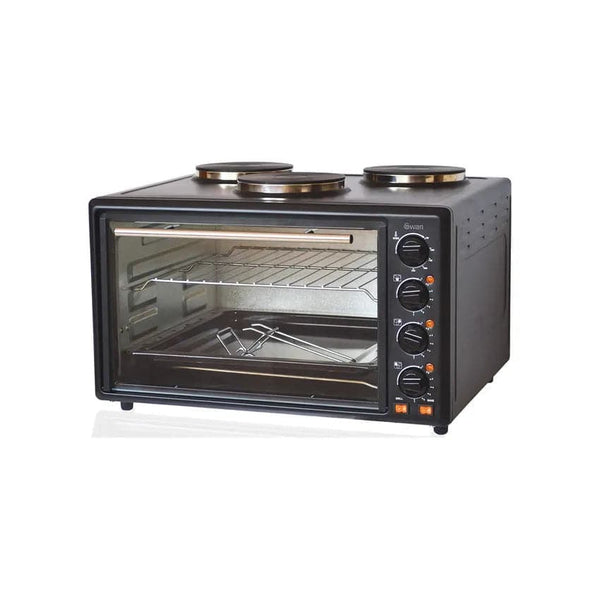 Swan 42L Compact Oven With Three Hotplates.