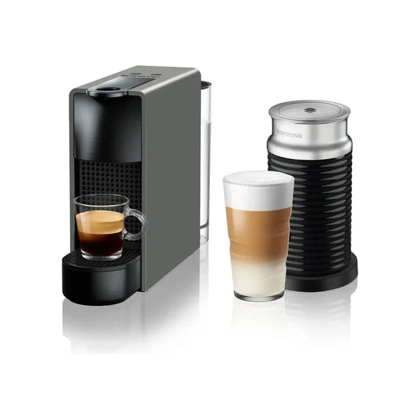 Nespresso Essenza Bundle 1450w Mini Automatic Espresso Machine With Aeroccino Milk Frother - Intense Grey + Free Coffee Voucher.