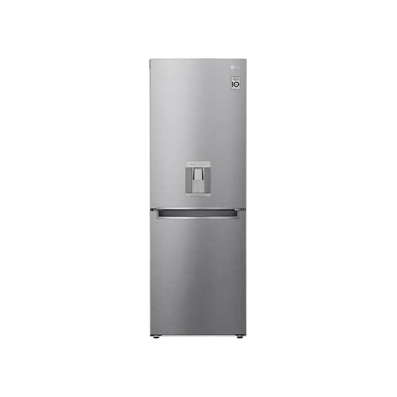 LG 301L Nett Bottom Mount Combi Fridge With Water Dispenser - Platinum Silver.