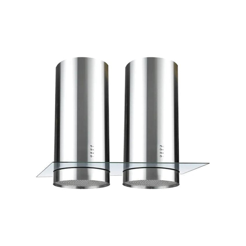 Falco 120cm Island Double Round Glass Extractor - Stainless Steel.