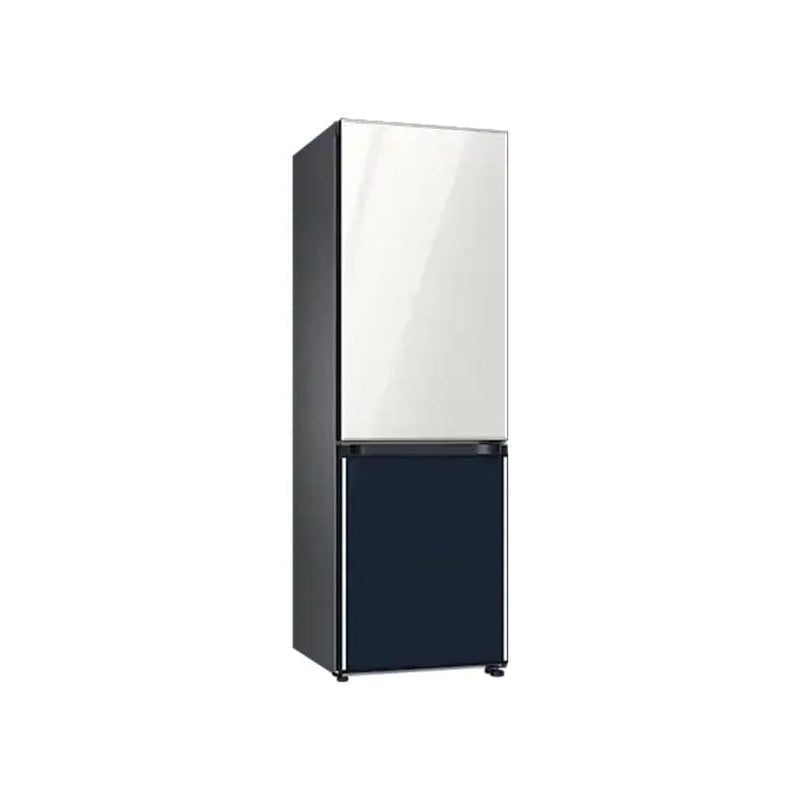 Samsung 328L Nett Bespoke Frost Free Top Fridge Bottom Freezer Combination Fridge - Glam White + Navy Blue.