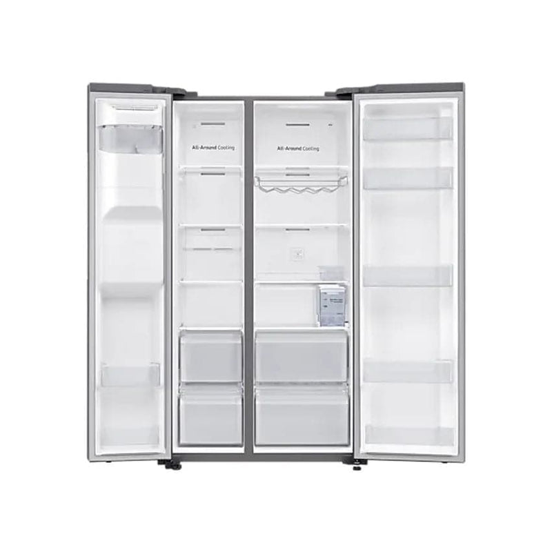 Samsung 617L 2 Door Frost Free Side By Side Fridge With Ice Dispenser - Gentle Silver.