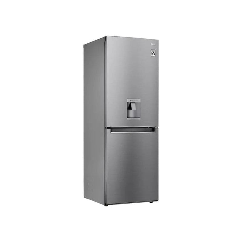 LG 301L Nett Bottom Mount Combi Fridge With Water Dispenser - Platinum Silver.