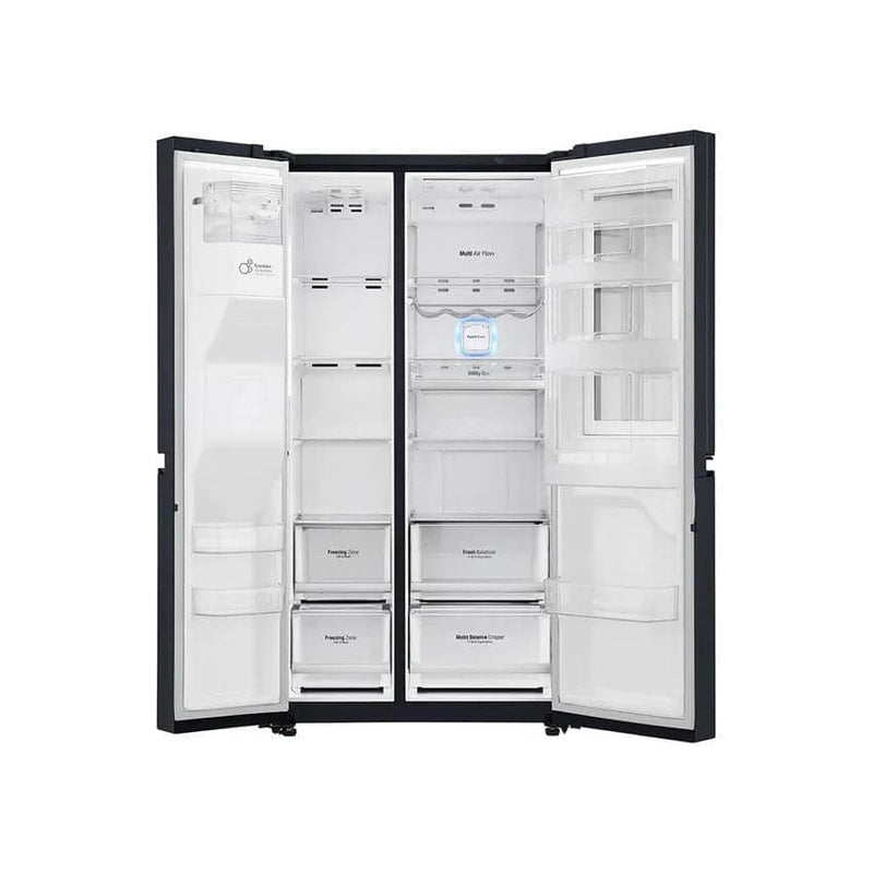 LG 665L Side By Side Fridge With Instaview Door-in-door - Matte Black Finish.