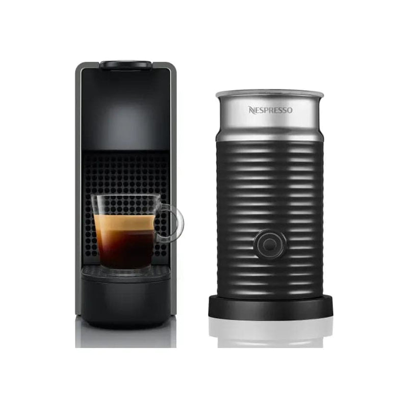 Nespresso Essenza Bundle 1450w Mini Automatic Espresso Machine With Aeroccino Milk Frother - Intense Grey + Free Coffee Voucher.