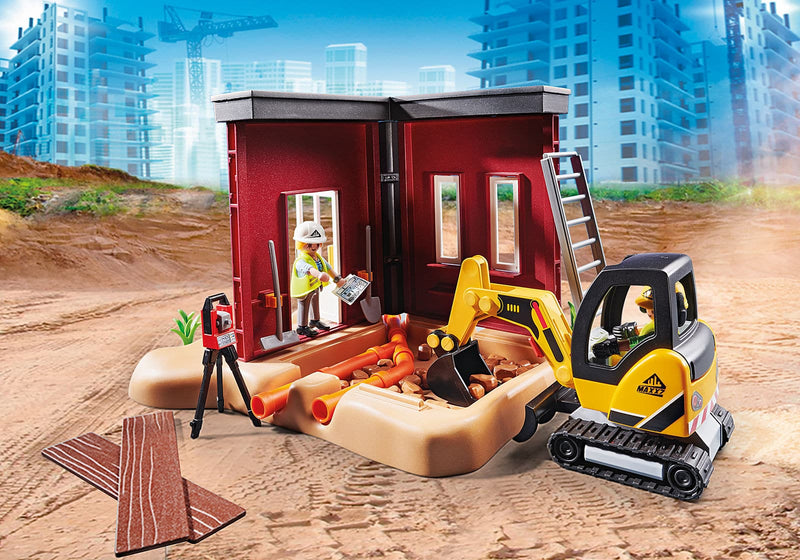 Mini Excavator with Building Section.