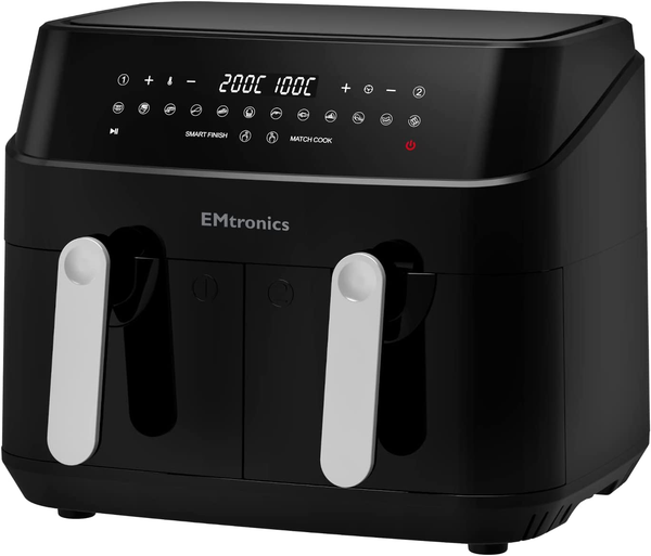 Emtronics Digital 9L Air Fryer Double Basket Smart Cook Oven w/ Timer Black