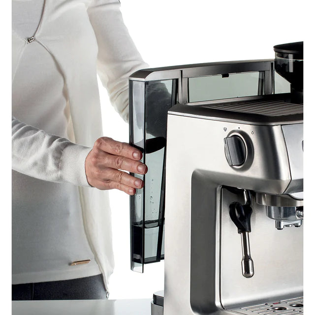 Metal Espresso Coffee Maker with Built-In Coffee Grinder.