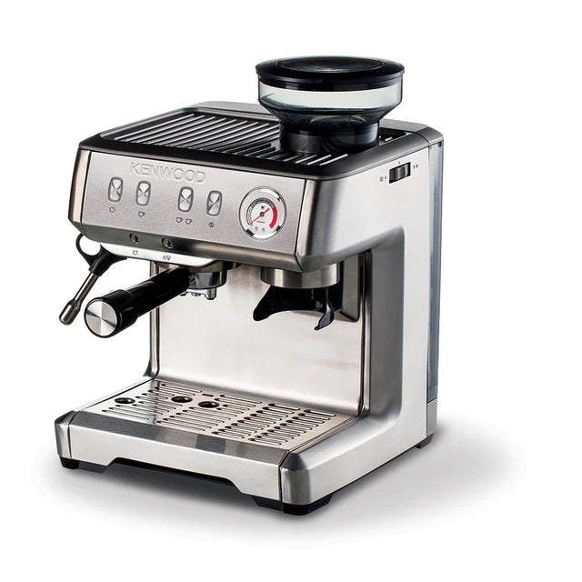 Metal Espresso Coffee Maker with Built-In Coffee Grinder.