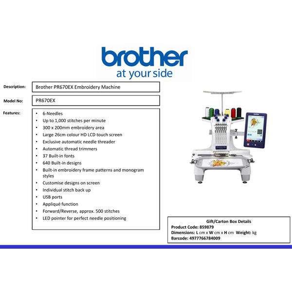 PR680EX 6 Needle Embroidery Machine.