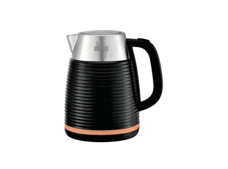 S/S Black Ribbed + Wood Trim Effect Kettle.