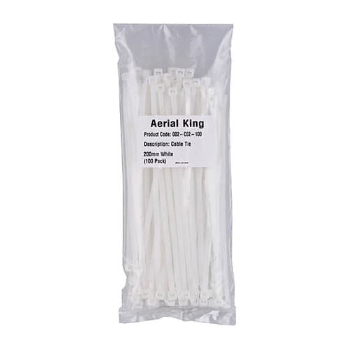 Cable Tie 205mm White (100/pack).