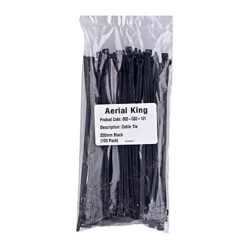 Cable Tie 205mm Black (100/pack).