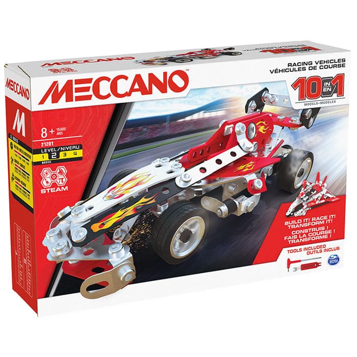 Meccano Multi 10-in-1 Model Set - Racing Vehicles.